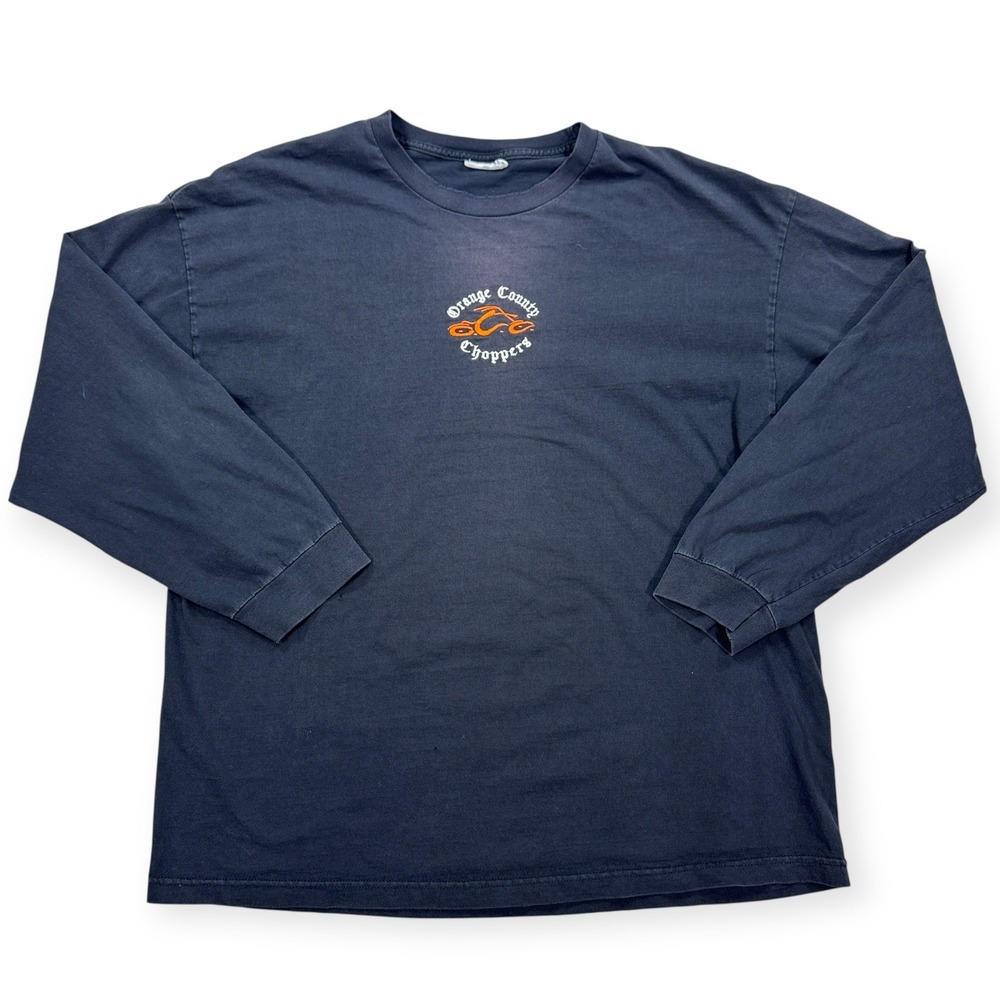 Vintage Orange County Choppers T-Shirt Men's XL Black Long Sleeve Biker Y2K
